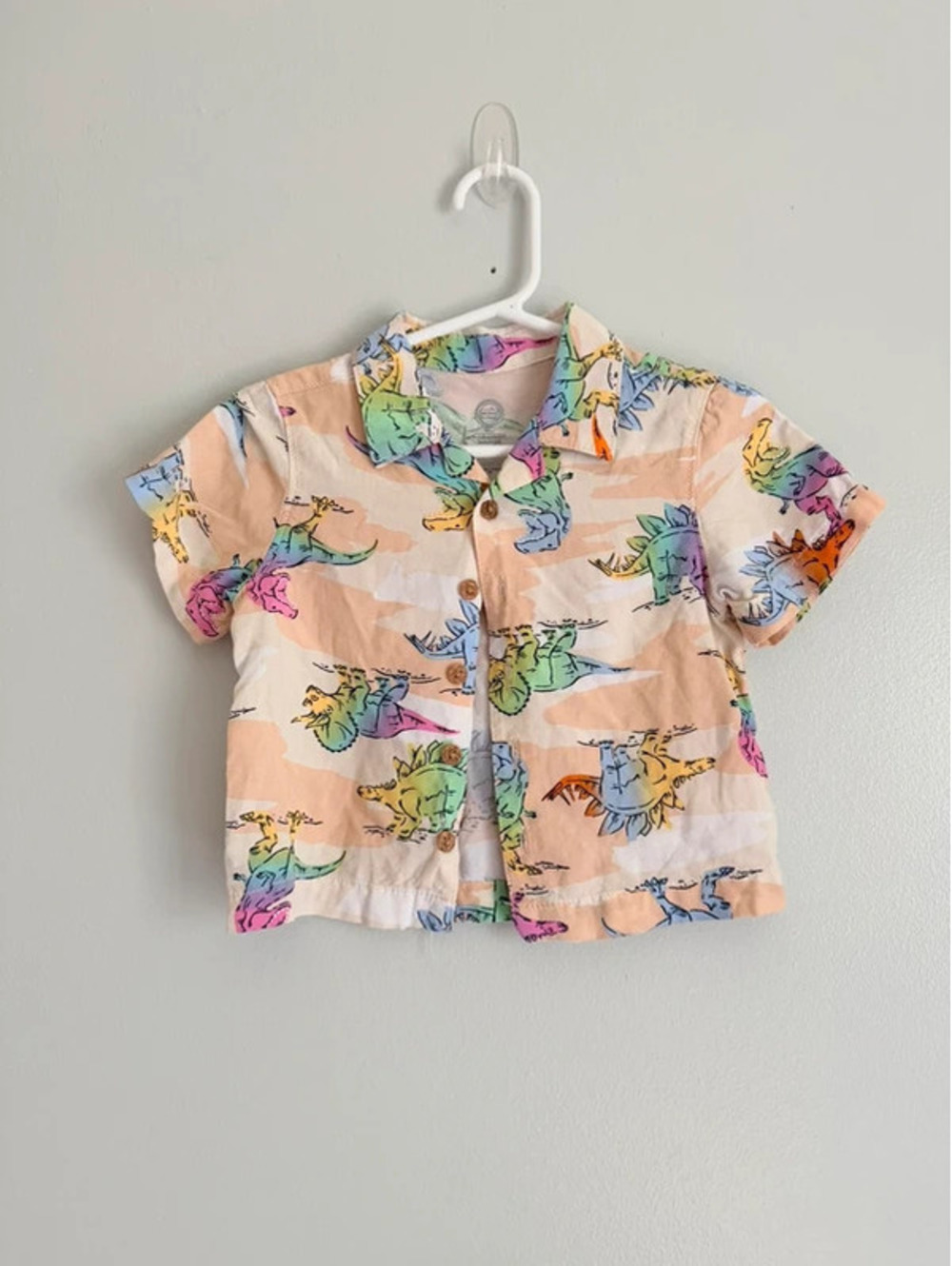 Wonder Nation Colorful Dinosaur Button Down Shirt 12M